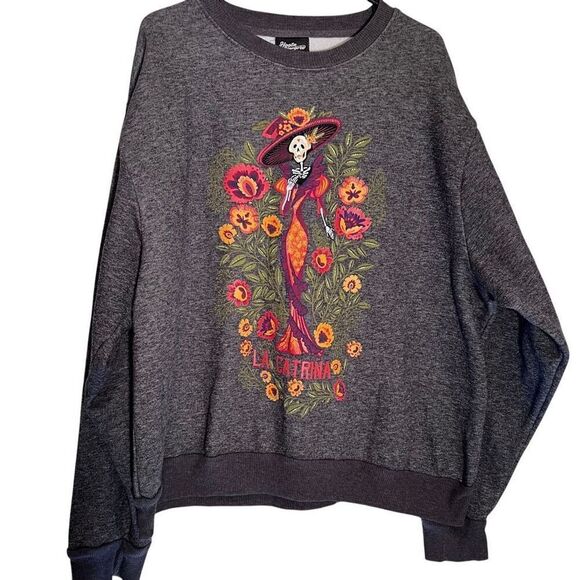 Hasta Siempre La Catrina Day of The Dead Calavera Sweatshirt Multicolor Size XL - Picture 1 of 7